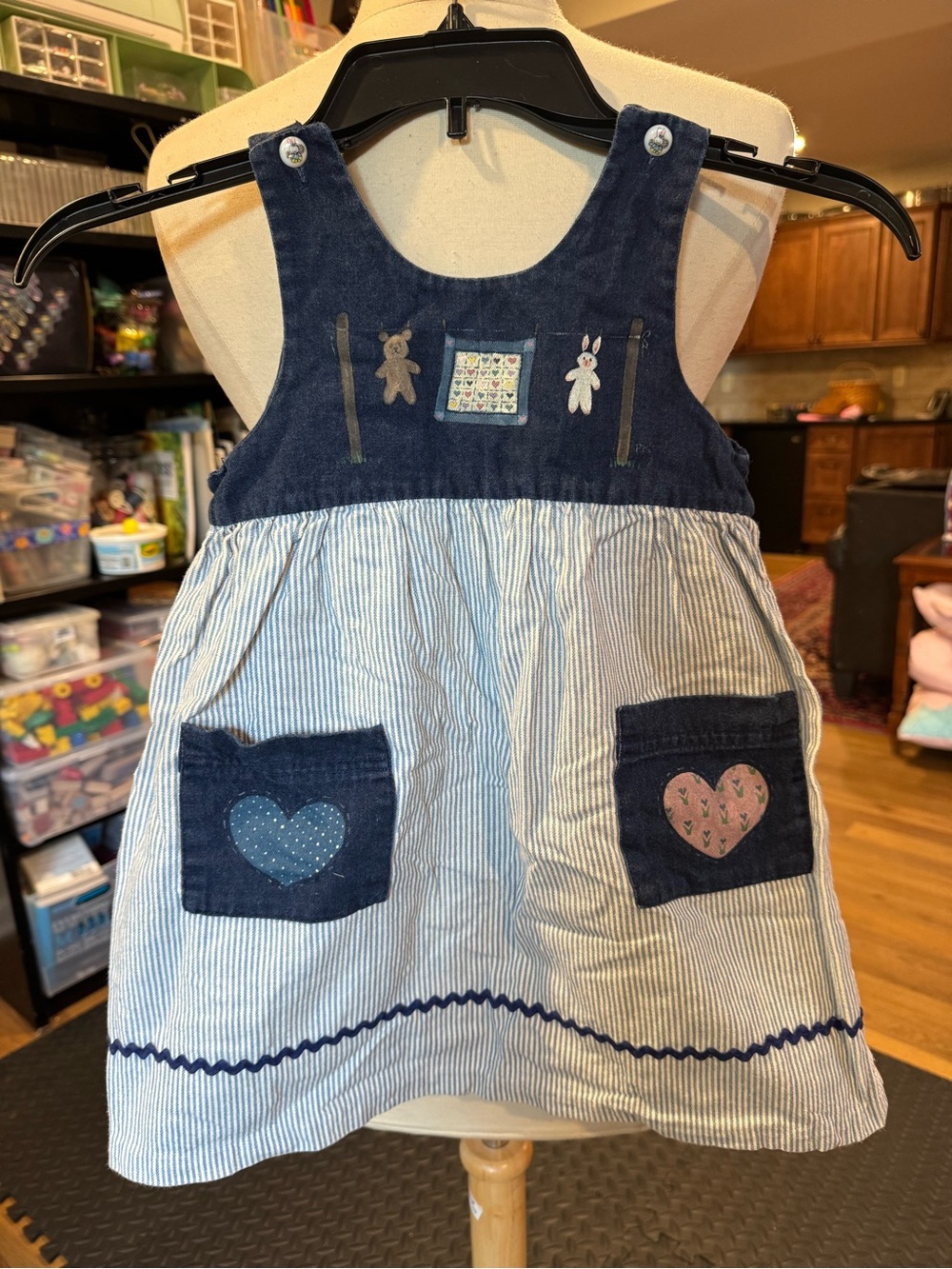 VTG 90’s girls denim jumper dress sz 6
